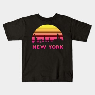 New York 80s Tropical Sunset Kids T-Shirt